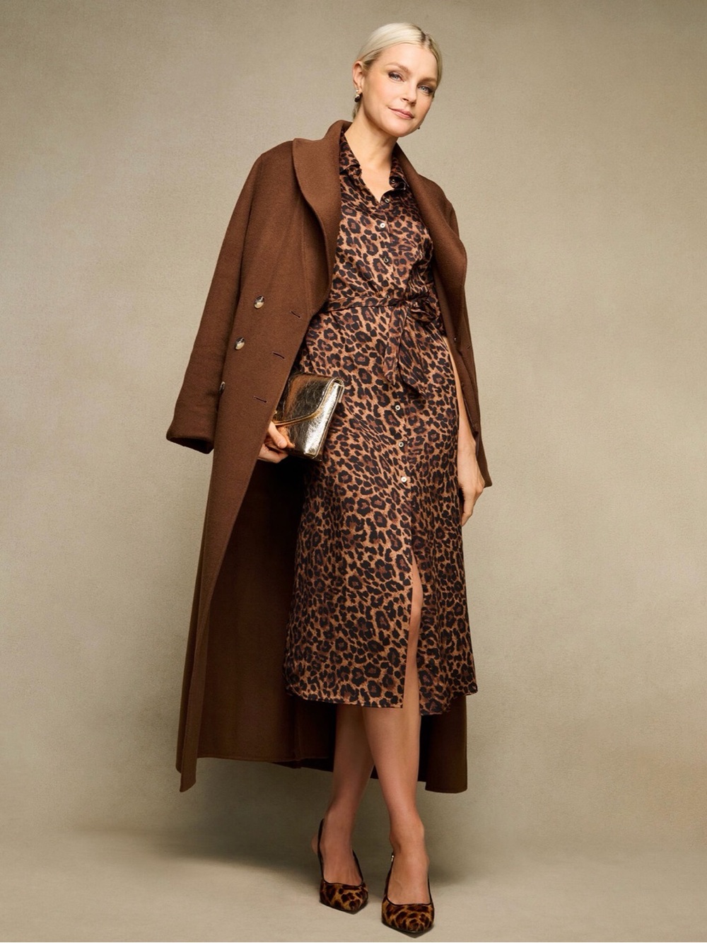 Talbots Leopard Tie Waist Shirtdress